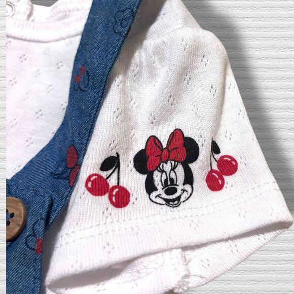 Disney Minnie Mouse Cherry Chambray Dress & Bodysuit Set in Blue Size 12 M - Picture 2 of 4